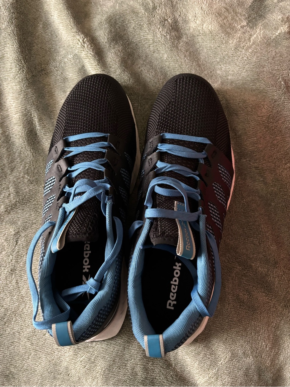 Reebok Men's Black with Light Blue Lace Steel Toe Work Shoes